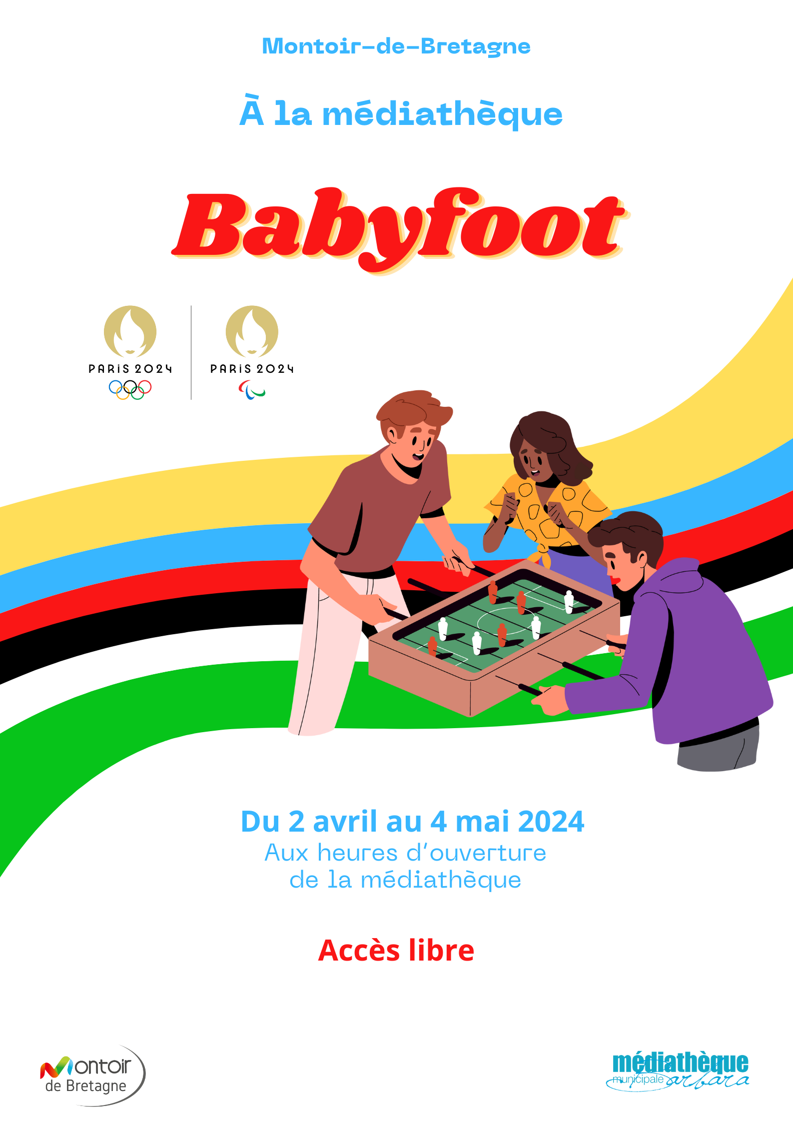 illustration babyfoot et couleur des anneaux olympiques